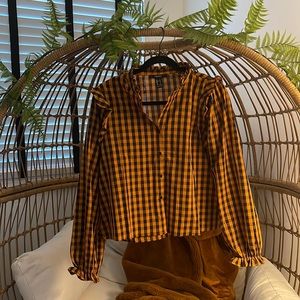 F21 buffalo plaid fall/Halloween button down NWOT